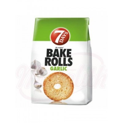 prodotti alimentari - Fette biscotate rotonde, con aglio "BAKE ROLLS GARLING"