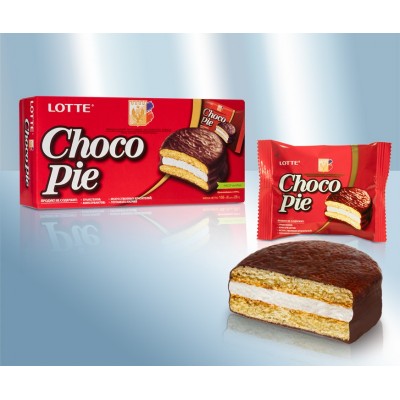 prodotti alimentari - Biscotto "Choco Pie" con ripieno d'aria in glassa al cioccolato
