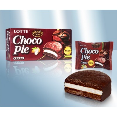 prodotti alimentari - Biscotto "Choco Pie" con cacao e ripieno di crema in glassa di cioccolato