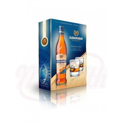 prodotti alimentari - Cognac "Alexandrion" 7* 40% 0.7 L + 2 bicchieri